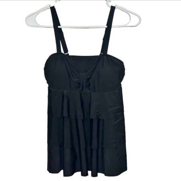 BeachSissi Ruffle Hem Black Adjustable Straps Tankini Bathing Suit Size S NWT - Picture 2 of 12